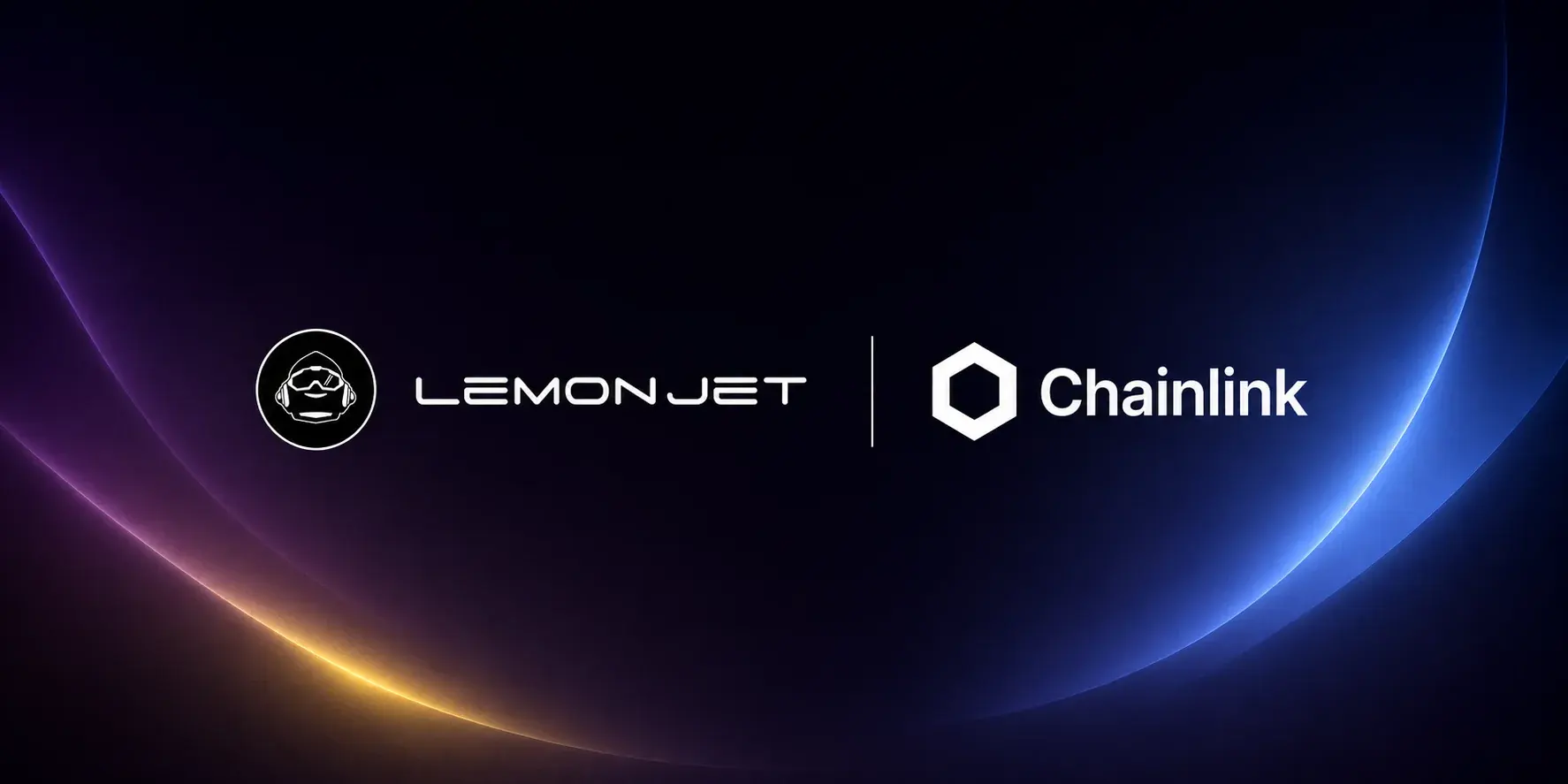 Lemon Jet and Chainlink logos on a dark blue and purple background