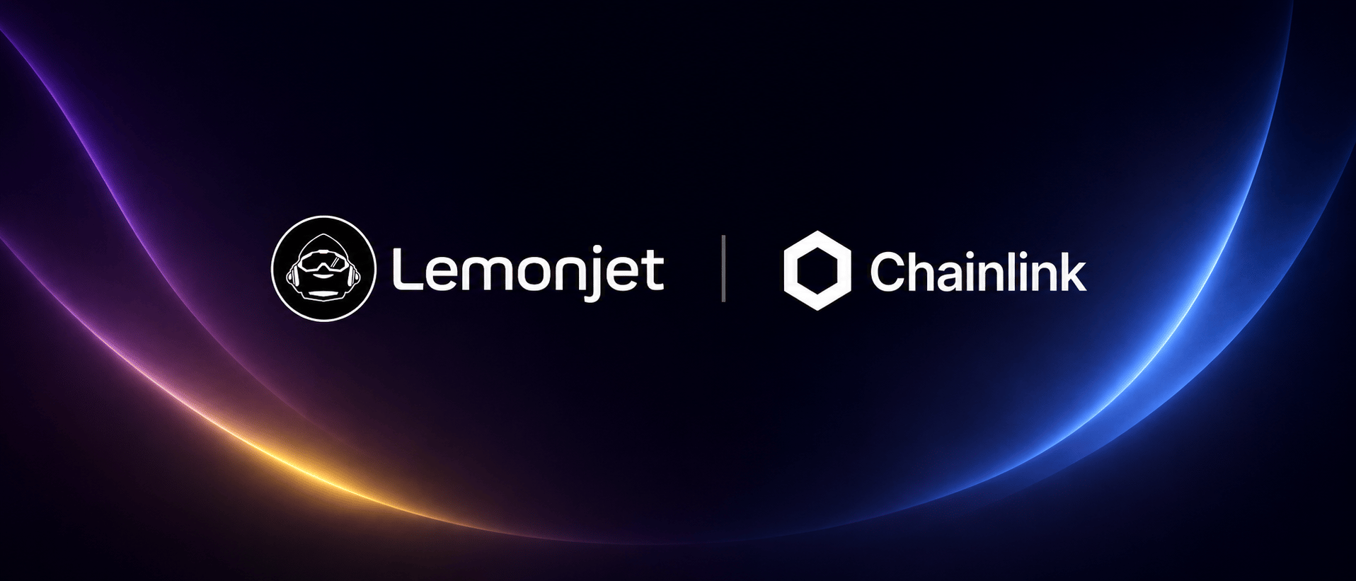 Lemon Jet and Chainlink logos on a dark blue and purple background